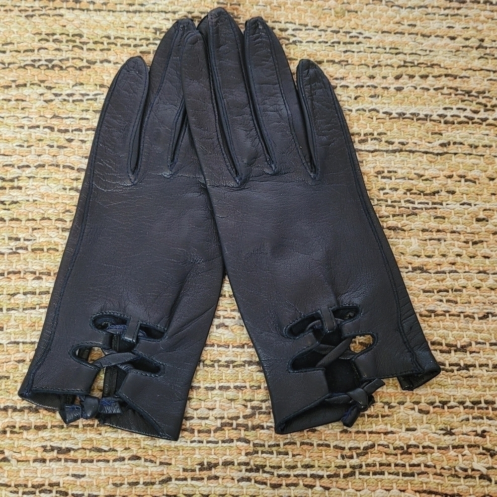 Leather Gloves Navy 6.5